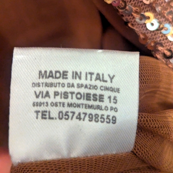 Spazio Cinque Shimmer V Neck Sequin Gold Bodysuit Italian made -BNWOT size Small - Picture 3 of 6